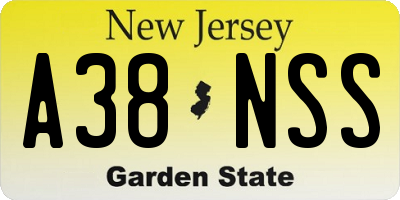 NJ license plate A38NSS