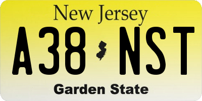 NJ license plate A38NST