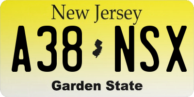 NJ license plate A38NSX