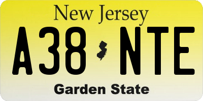 NJ license plate A38NTE