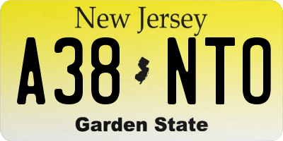 NJ license plate A38NTO