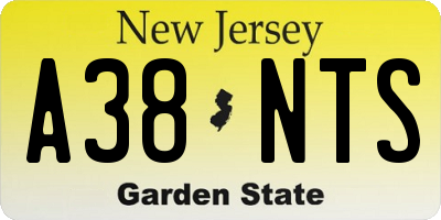 NJ license plate A38NTS