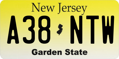 NJ license plate A38NTW