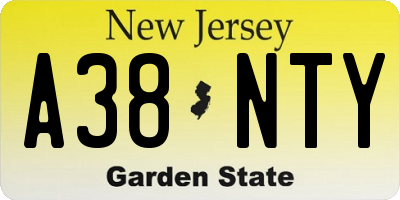 NJ license plate A38NTY
