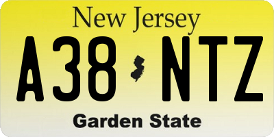 NJ license plate A38NTZ
