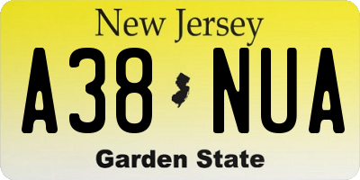 NJ license plate A38NUA