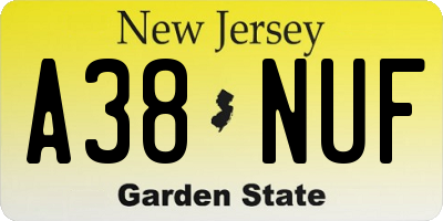 NJ license plate A38NUF