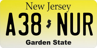NJ license plate A38NUR