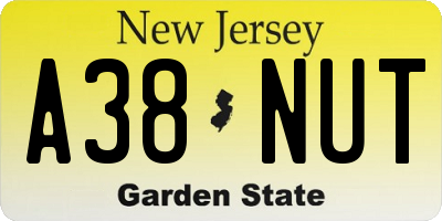 NJ license plate A38NUT