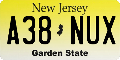 NJ license plate A38NUX
