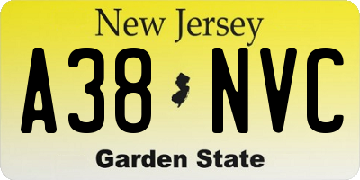 NJ license plate A38NVC