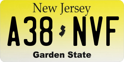 NJ license plate A38NVF