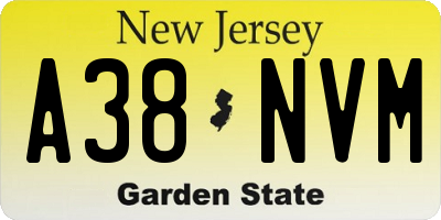 NJ license plate A38NVM