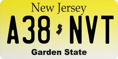 NJ license plate A38NVT