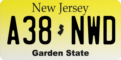 NJ license plate A38NWD