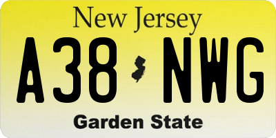NJ license plate A38NWG