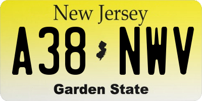 NJ license plate A38NWV