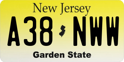 NJ license plate A38NWW
