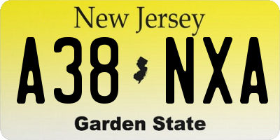 NJ license plate A38NXA