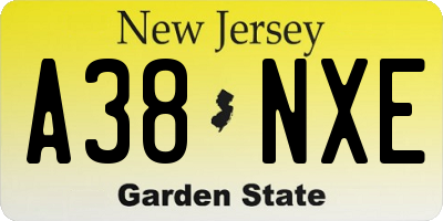 NJ license plate A38NXE