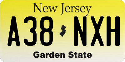 NJ license plate A38NXH