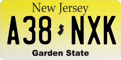 NJ license plate A38NXK