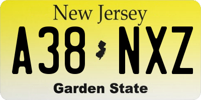 NJ license plate A38NXZ