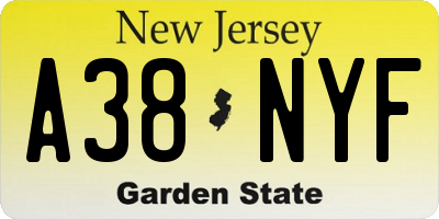 NJ license plate A38NYF