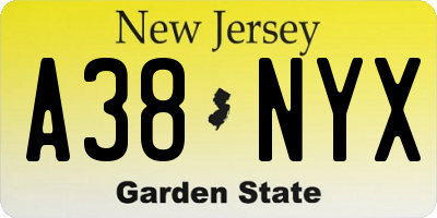 NJ license plate A38NYX