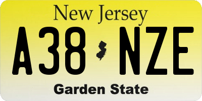 NJ license plate A38NZE