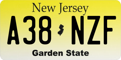 NJ license plate A38NZF