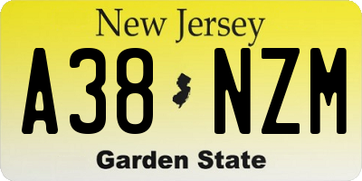 NJ license plate A38NZM