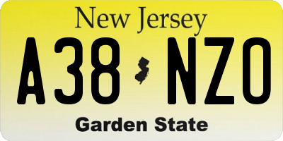 NJ license plate A38NZO