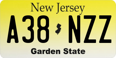 NJ license plate A38NZZ