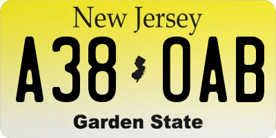 NJ license plate A38OAB