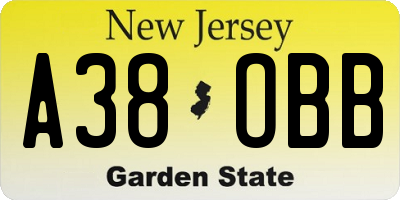 NJ license plate A38OBB