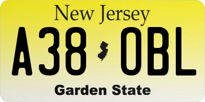 NJ license plate A38OBL