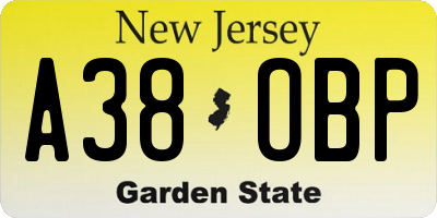NJ license plate A38OBP