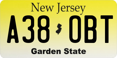 NJ license plate A38OBT