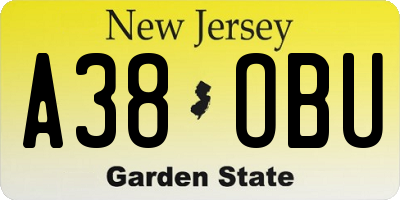 NJ license plate A38OBU