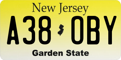 NJ license plate A38OBY