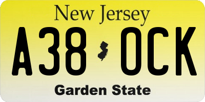 NJ license plate A38OCK
