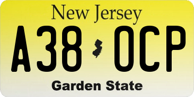 NJ license plate A38OCP