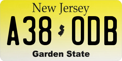 NJ license plate A38ODB