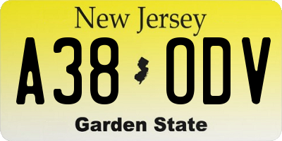 NJ license plate A38ODV