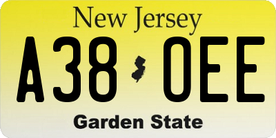 NJ license plate A38OEE