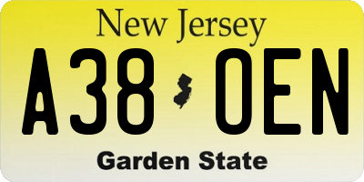 NJ license plate A38OEN