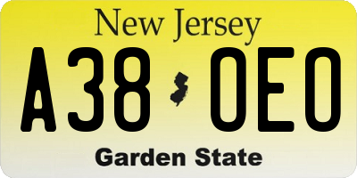 NJ license plate A38OEO