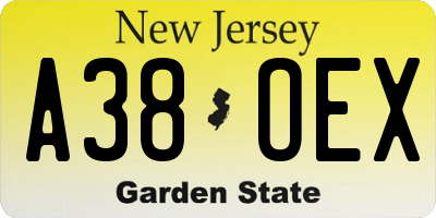 NJ license plate A38OEX