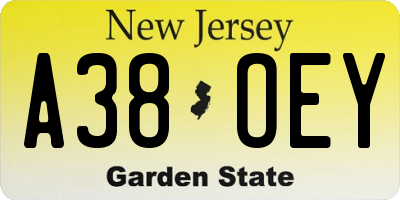 NJ license plate A38OEY